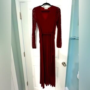 Burgundy Maxi Dress with Lace